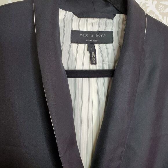 Rag + Bone Gabrielle Silk Jet Black Blazer 0 - Picture 5 of 8